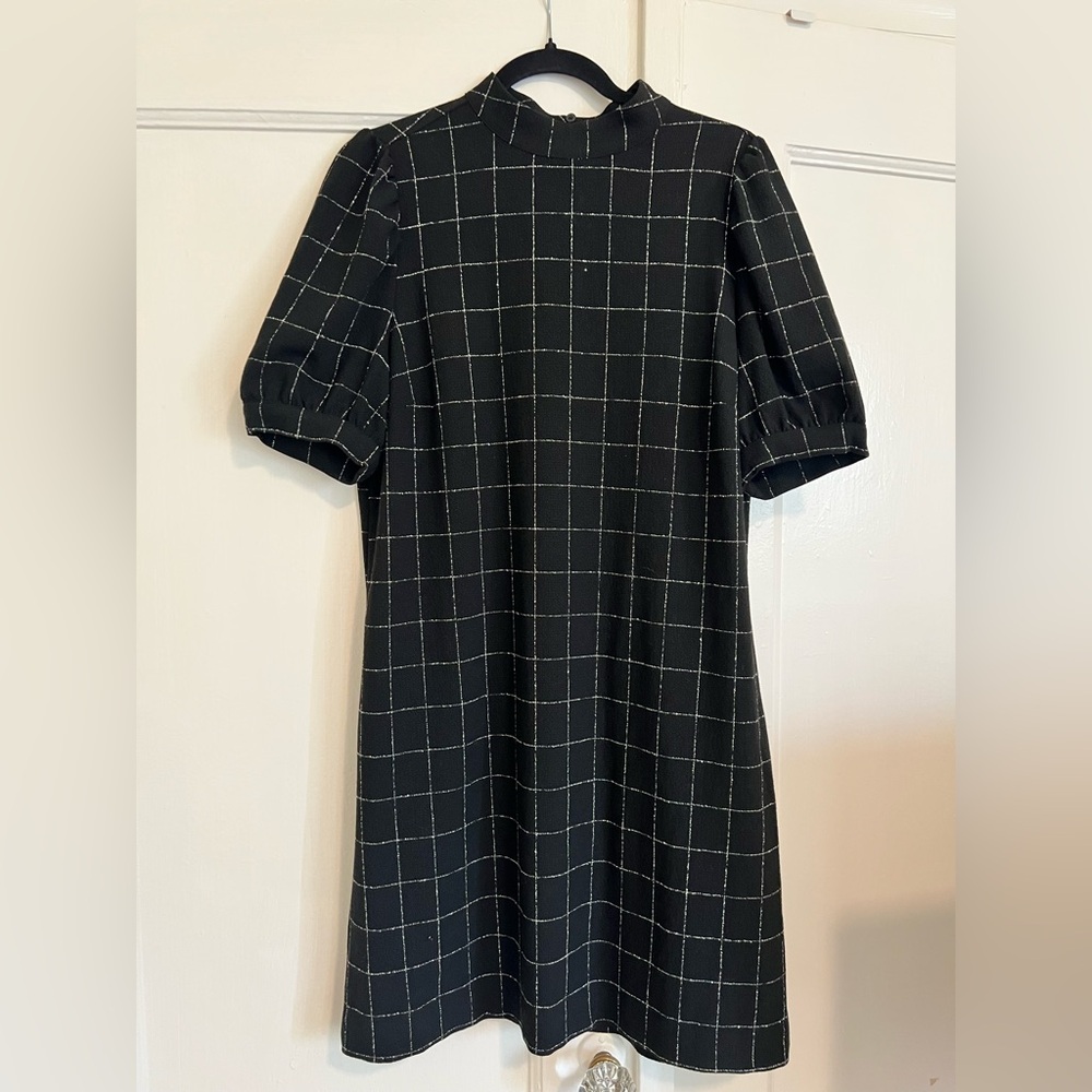 LOFT Black and White A-line Midi Dress